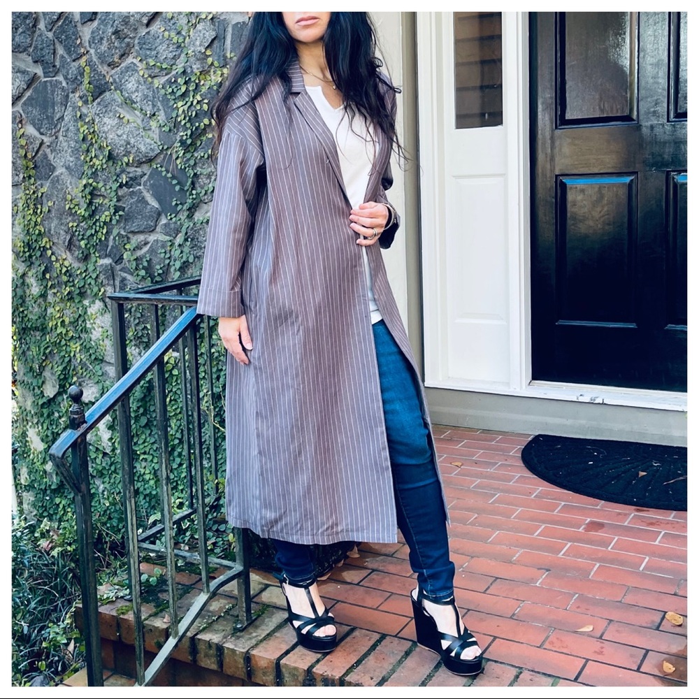 #06 LAST ONE Chic stripes trench coat with pockets - Picture 7 of 10